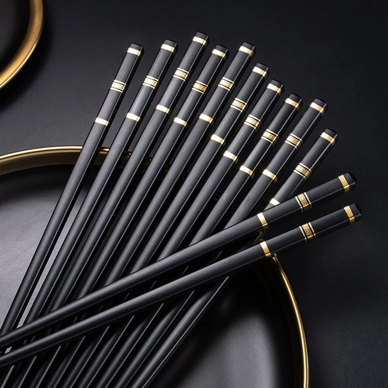 5 Pair Japanese Chopsticks Non-Slip Reusable Alloy Sushi Chop Sticks Set Chinese Gift Reusable Chopsticks Kitchen Tableware Gift