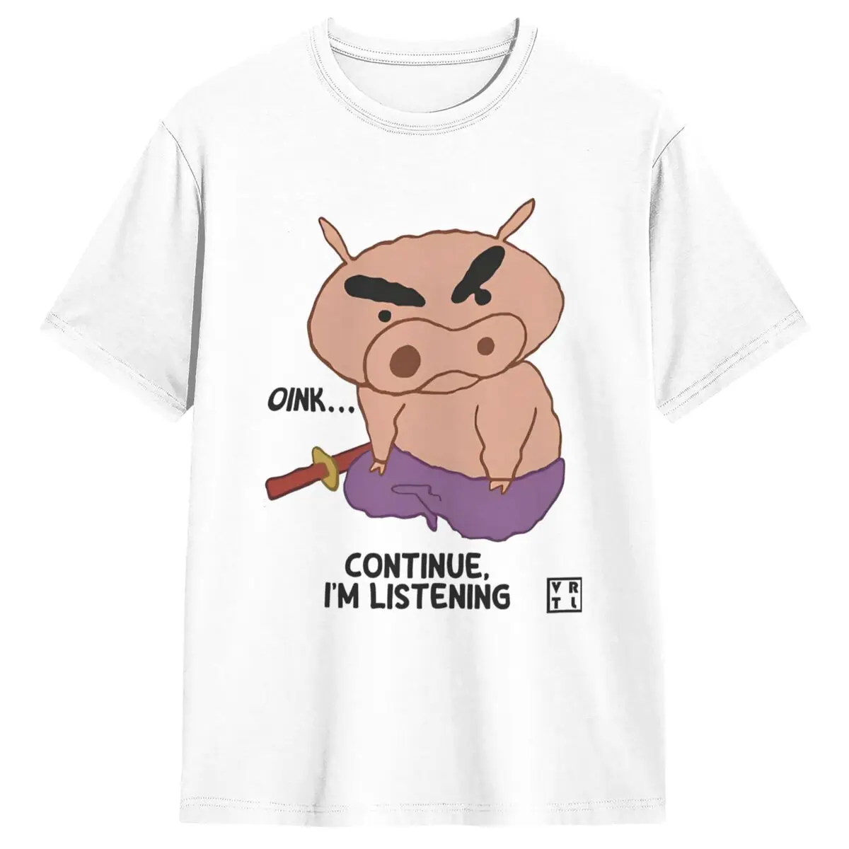 Camisetas de calle, camisetas de algodón con crayón de cerdo valiente Shin Chan Buri Buri Zaemon, camiseta para hombres, ropa de manga corta de verano