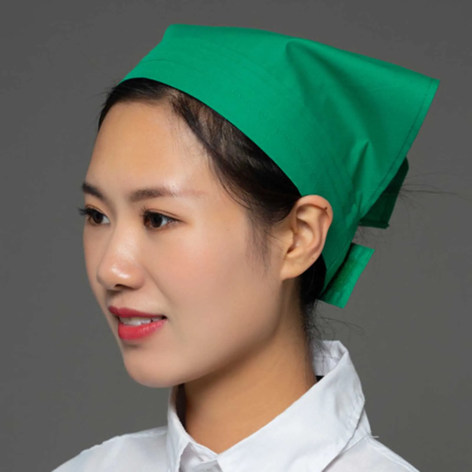 Cotton Head Kerchief for Restaurant Kitchen Staff Women Men Chef Hat Food Hygiene Work Cap Bandana Hairwrap Durable Soft view 5