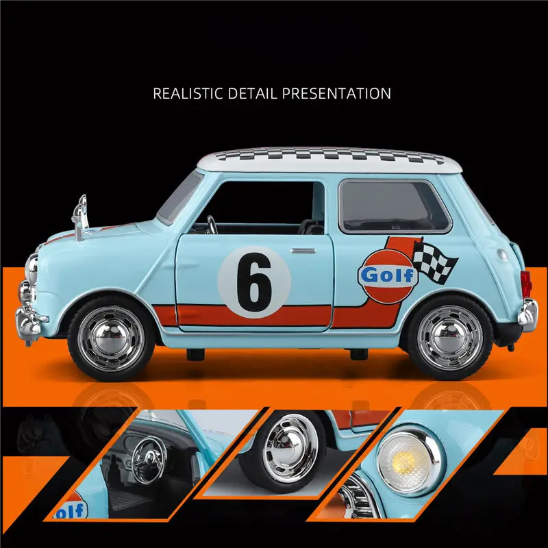 1:32 Morris Mini Cooper S Alloy Classic Sports Car Model Diecast