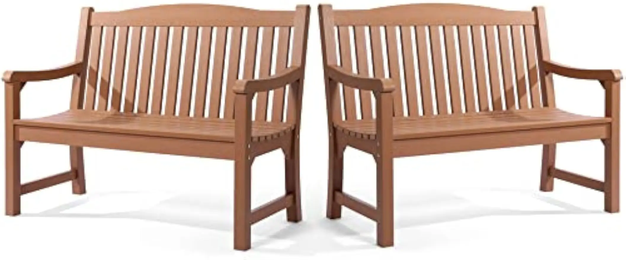 Outdoor Bench Set of 2, All Weather Resistant Poly Lumber 2-Person Weatherproof Patio Garden Bench Will not Rot and Fade