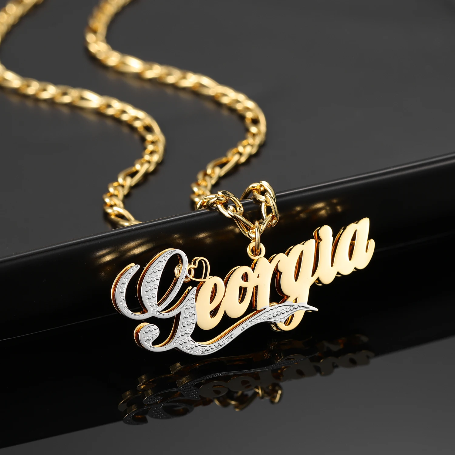 

Two-Color Custom Name Necklace Double-Layered Stainless Steel Pendant Personalized Name Necklace Men's Jewelry Women's Gifts