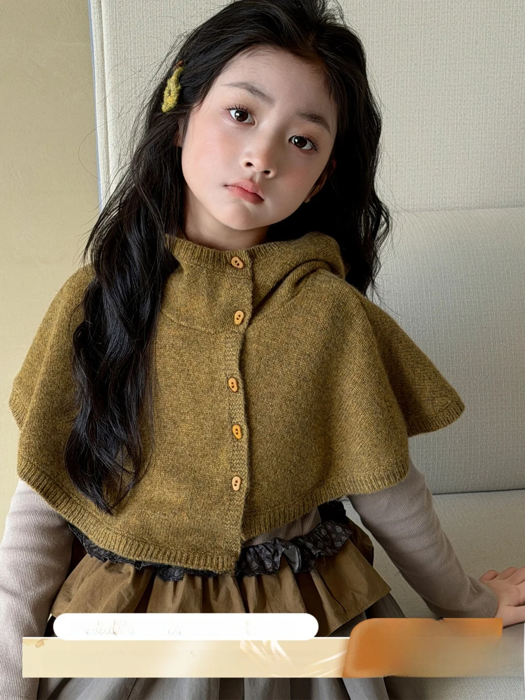 girls-knitted-hooded-sweater-autumn-clothes-children's-top-unique-beautiful-cable-knit-coat-soft-casual-style-short-length