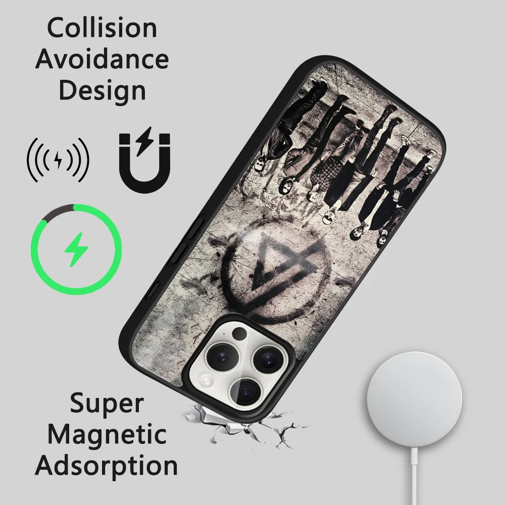 L-linkin park magsafe capa de telefone para iphone 15 14 13 12 11 pro max plus mini espelho capa magnética de carregamento sem fio