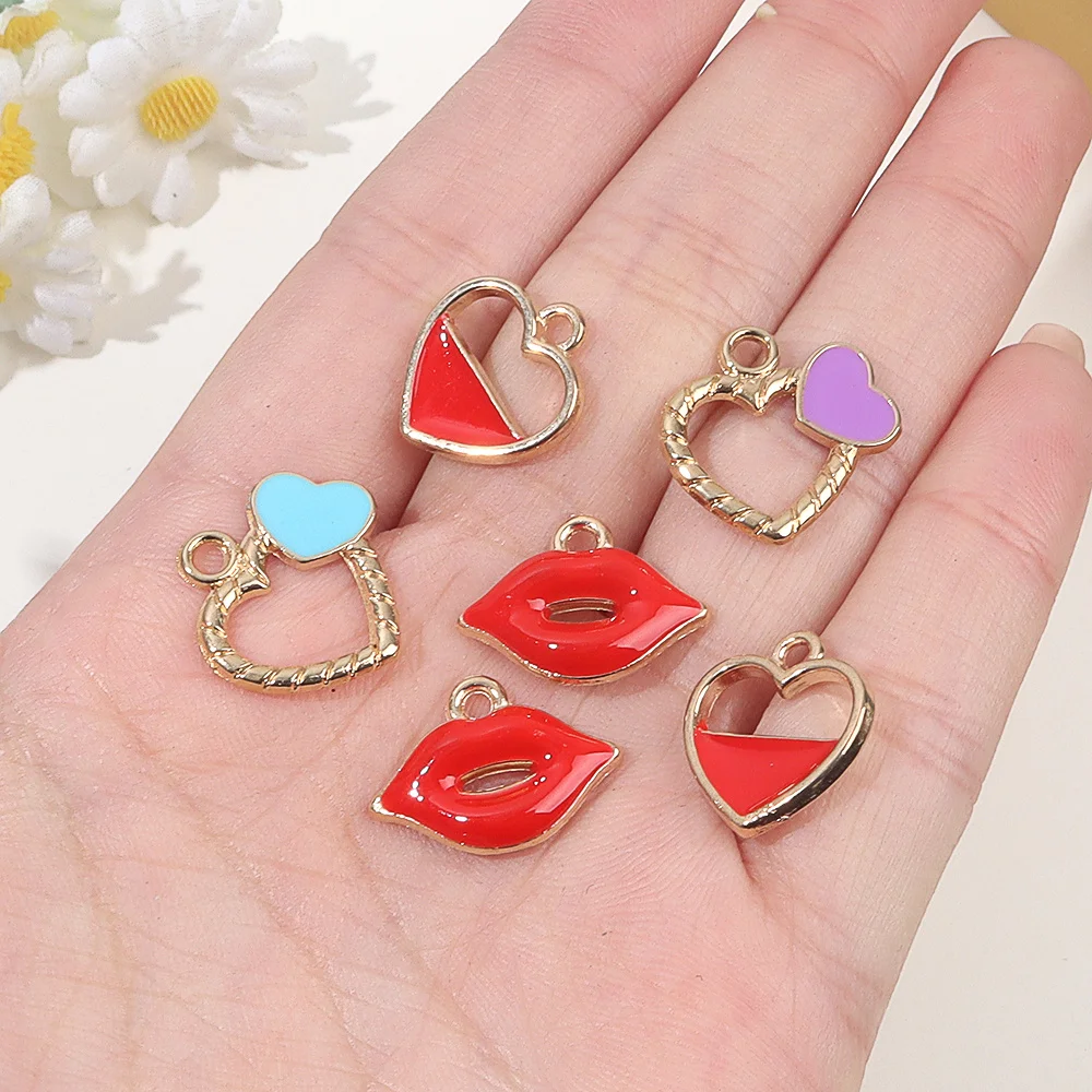3/9/18pcs Multi-color Enamel Heart-shaped Pendant,DIY Bracelet,earring,Christmas,Mother's Day,Thanksgiving,Valentine's Day Gifts