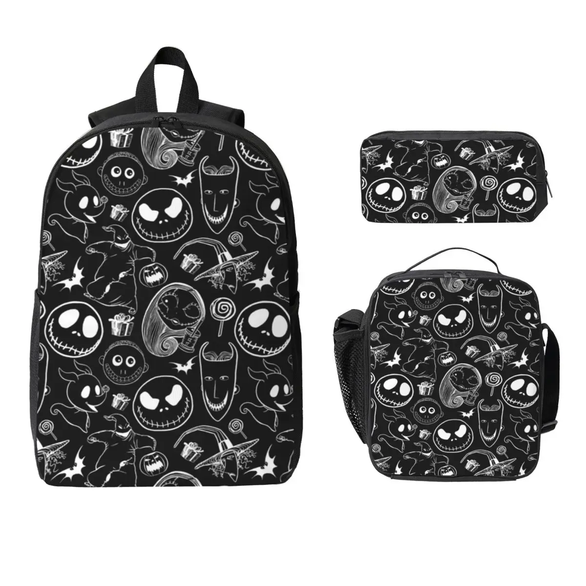 

Nightmare Before Christmas Backpack Student Boy Girl BookBag School Bag Laptop Shoulder Bags 3ps Insulated Lunch Bag Pencil Case