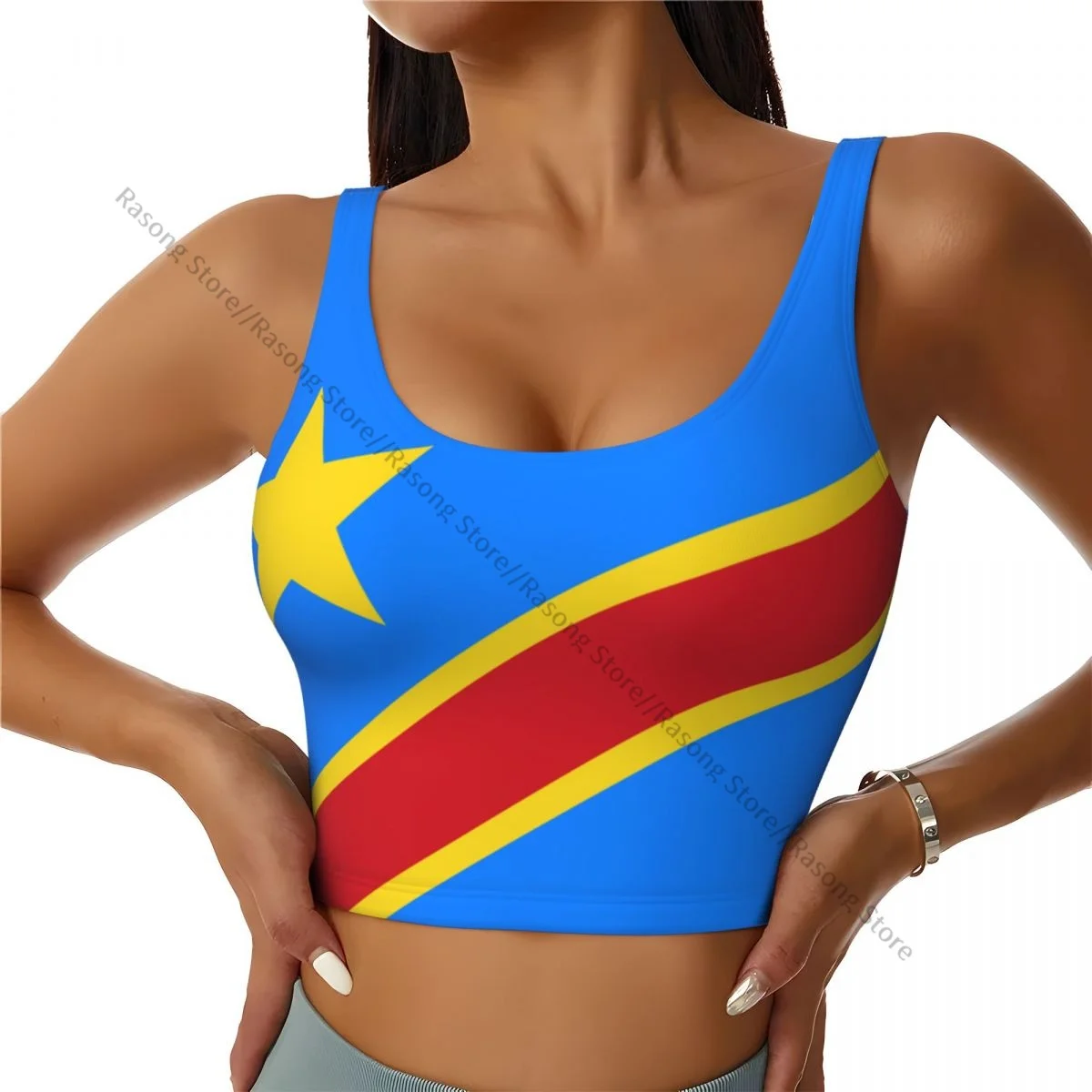 Sports Bra Women Running Yoga Clothes Vest Democratic Republic Of The Congo Flag Gathering Fitness Vest
