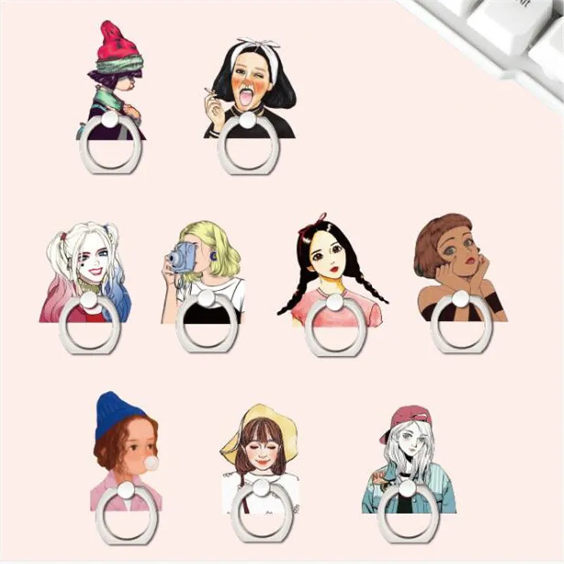 Cartoon Beauty Sexy Woman Girls Ring Phone Stand Holder Car Mobile Phone Holder Stand Suporte Celular For iPhone 11 All Phone