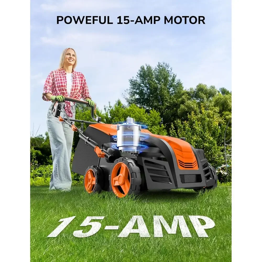 1800W 15A Artificial Vacuum Lawn Mower with 55L Bag, Quick-Fold Handle, Anti-Clog Box - Ideal for Power or Synthetic Grass, Oran
