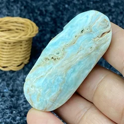 Natural Gemstone Blue Hemimorphite Wear Hand Polished Palm To Play Healing Stone Mineral Crafts Home Decoration
