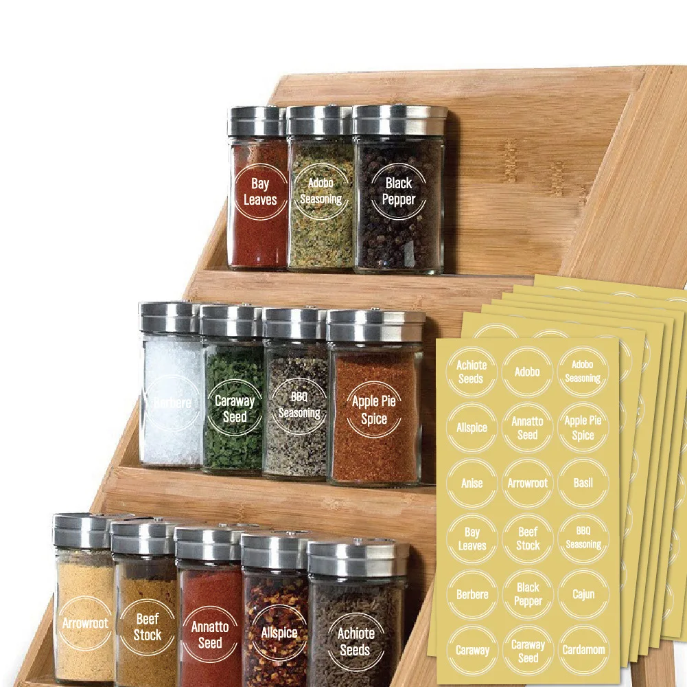 144pcs Spice Jar Labels Stickers Kitchen Seasoning Bottle Waterproof Removable Name Tags for Organizing Baking Cooking Tools