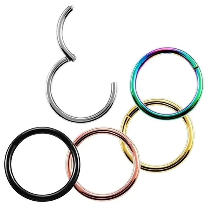 1pc Titanium Steel Nose Septum Piercing Nose Ring Punk Minimalist Interface Closure Ring Nose Lip Ring Earrings Body Jewelry image 3
