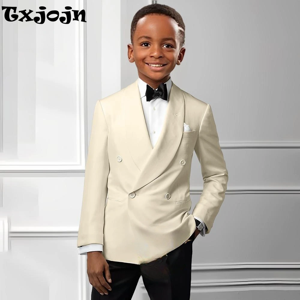 

Txjojn Solid Boys Double Breasted Suit Set 2 Pieces Wedding Birthday Party Outfit Classic Shawl Lapel Kids Tuxedo 2-20T