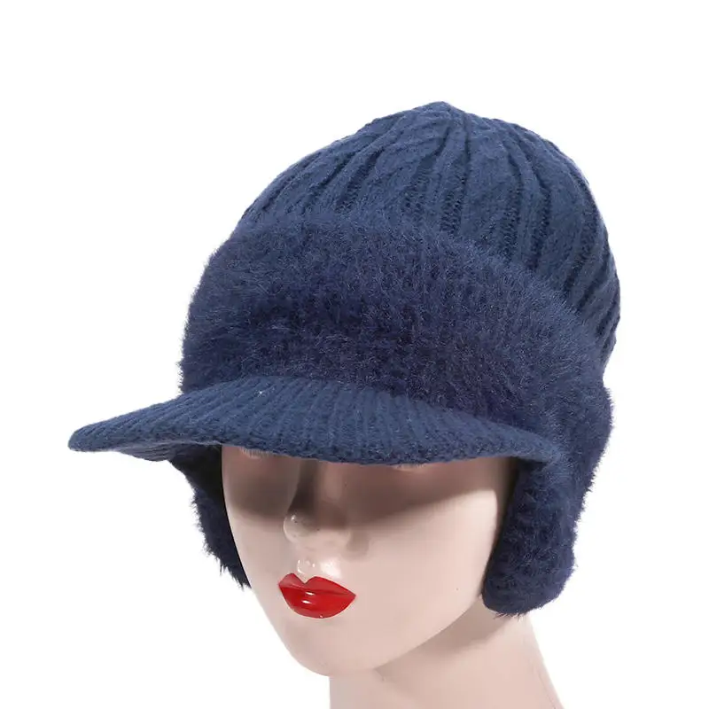 Winter men's Ear Protection Knitted Hat Outdoor Cycling Keep Warm Hats Fashion Thick Windproof Peaked Cap For Male