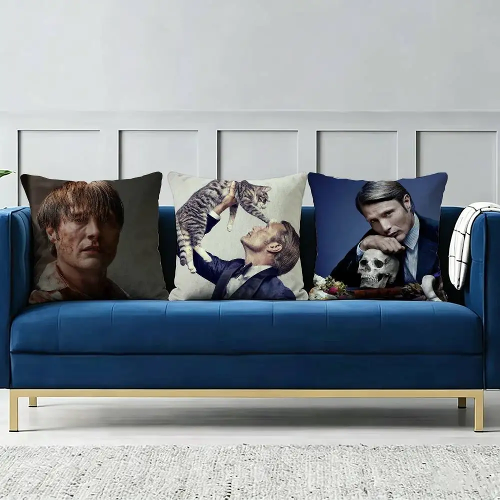 H-Hannibal Mads Mikkelsen Double-sided printed pillow cover Solid color minimalist pillowcase, fits all bedroom styles