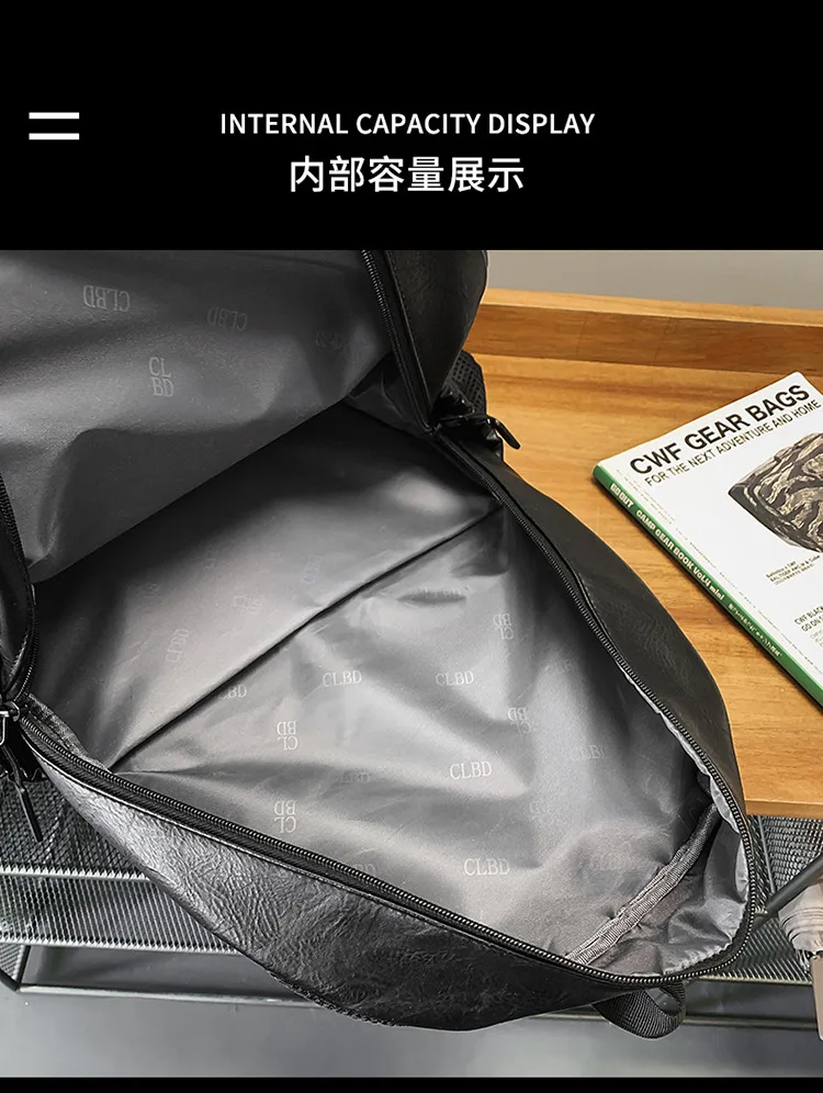 2026 Modischer Herren-Rucksack Luxuriöser Lederrucksack für Männer Große Kapazität Wasserdichter Reiserucksack Casual Business Laptop-Tasche – Detail 30