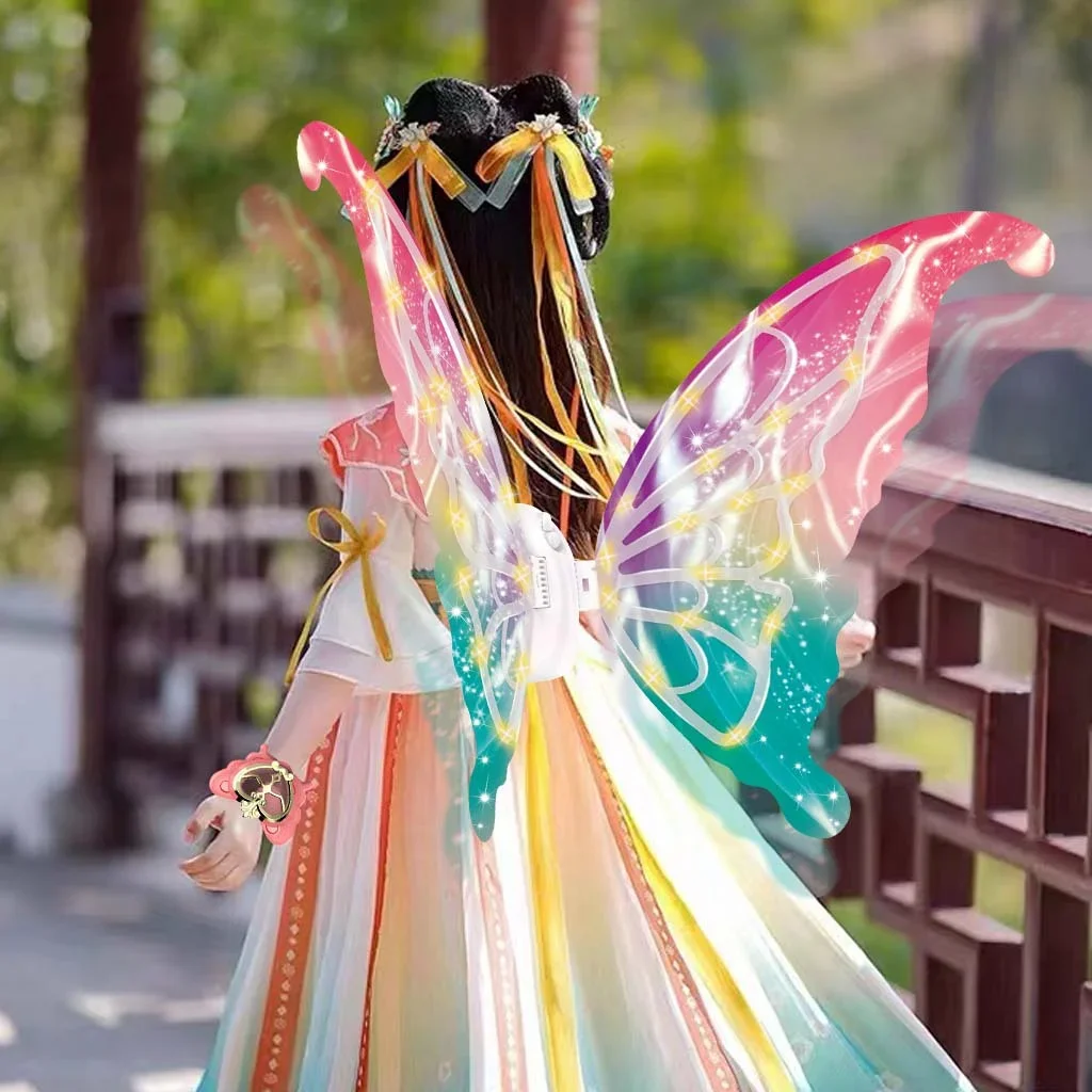 Halloween Anak-anak Listrik dengan Lampu Musik Sayap Kupu-kupu Sayap Elf Kostum Led Ajaib Sayap Kelelawar Cosplay Mainan Sayap Peri