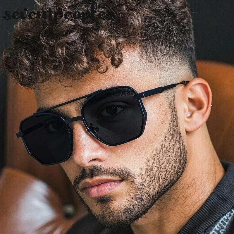 

Steampunk Square Vintage Sunglasses Men 2026 Luxury Brand Trendy Metal Double Beam Sun Glasses Classic Driving Shades For Male