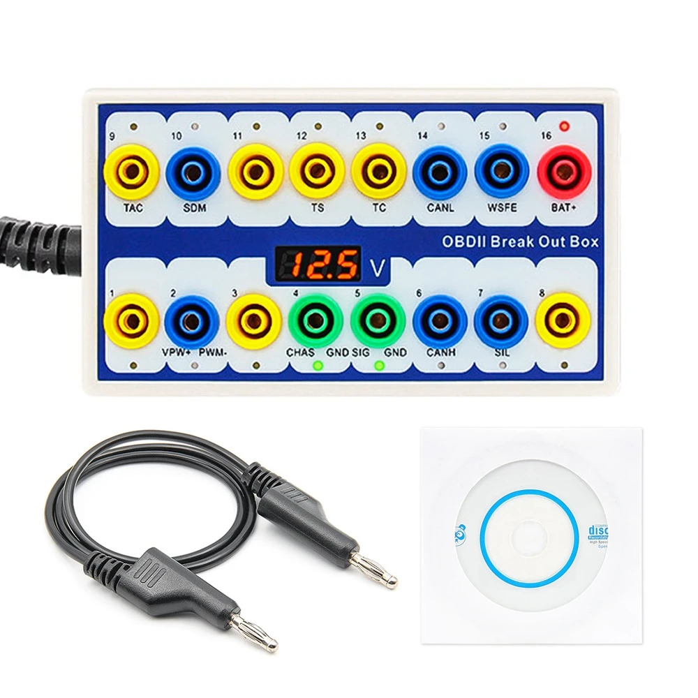 OBDII Breakout Box Automotive OBD 16-Pin Pinout Splitter Signal Port Test Box
