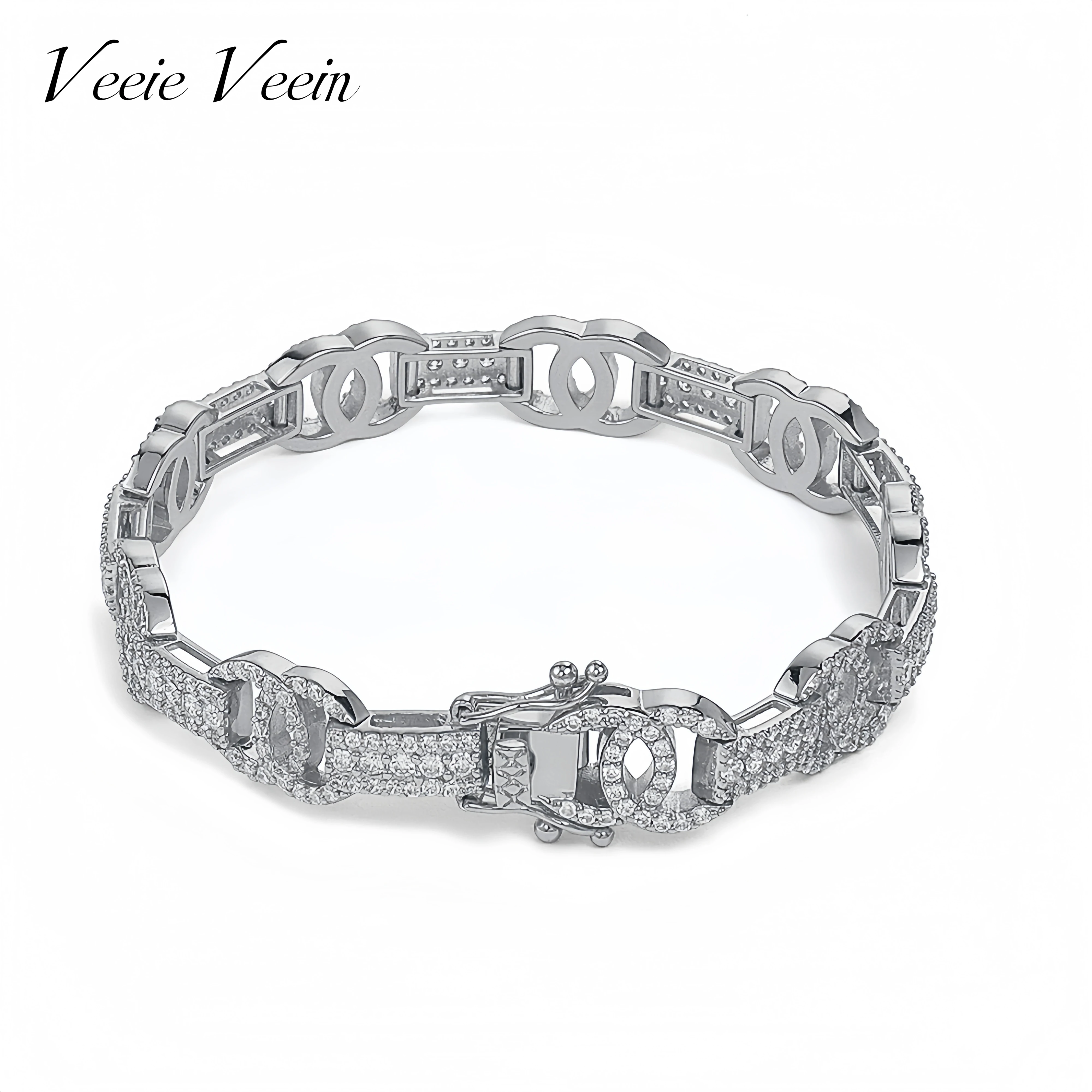 

Veeie Veein Элитный бренд S925 Серебро GRA Сертификат Кайдра Браслет Moissante Модный позолоченный браслет Ювелирные изделия