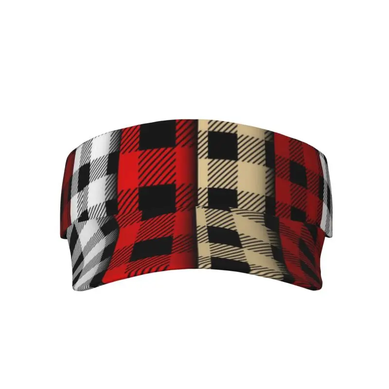 Set of Lumberjack Buffalo Plaid Sun Visor Hats Lightweight Packable Empty Top Visor Baseball Cap for Sport Golf Tennis Running