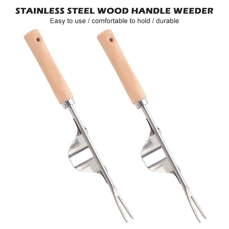 Stainless Steel Hand Weeder Weeds Digging Puller Forked Head Weeds Remove Shovel Weeds Remove Shovel Weeds Digging Puller