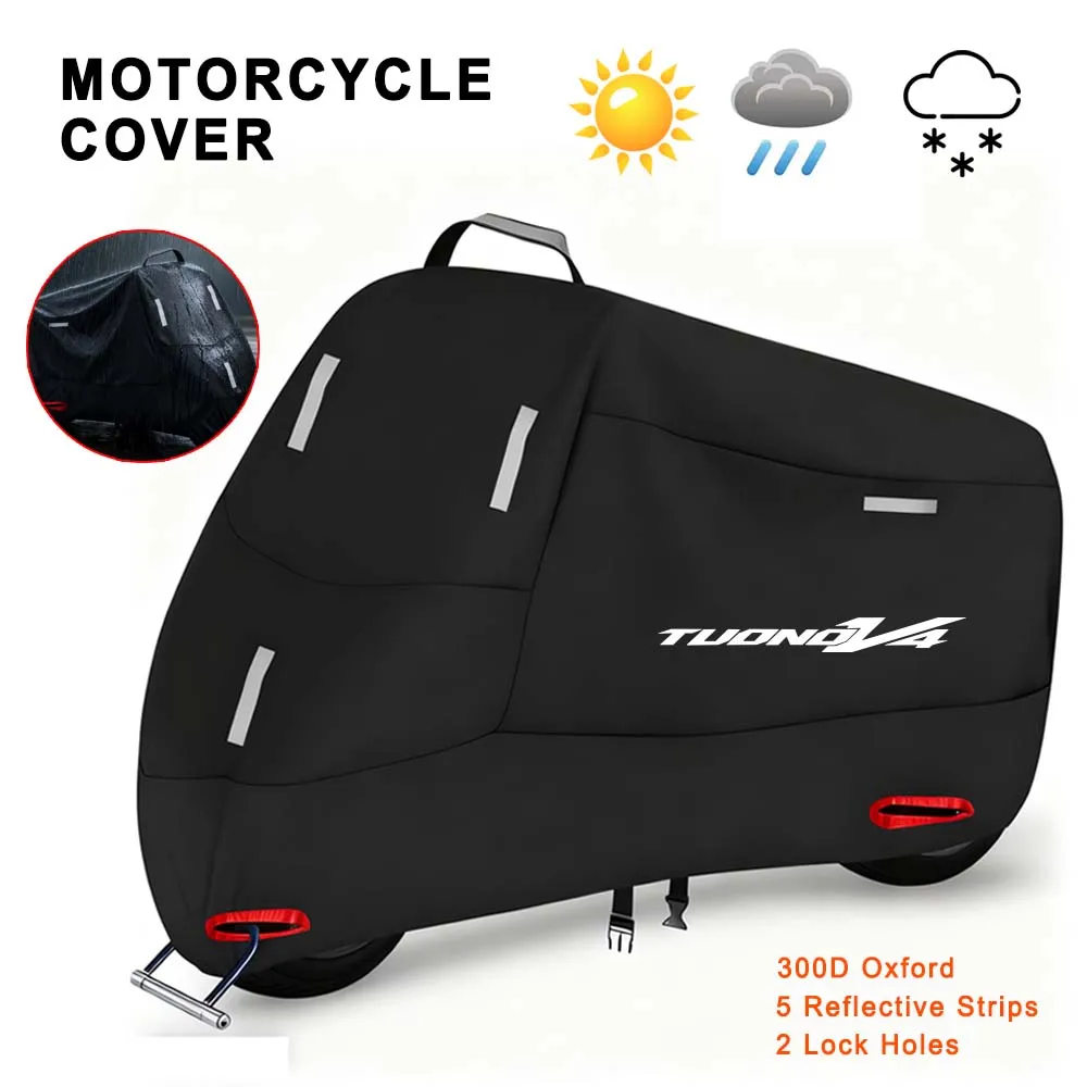 For Tuono V4 Factory 2025 Motorcycle Cover 300D Oxford Waterproof Outdoor Indoor Protective Snow Dust UV Protection