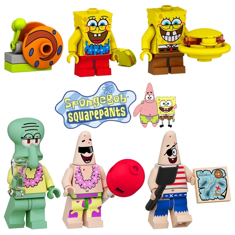 SpongeBob Patrick Star Blocks Cartoon Anime Assembled Model Girls Boys Small Building Blocks Children Cute Educational Gifts