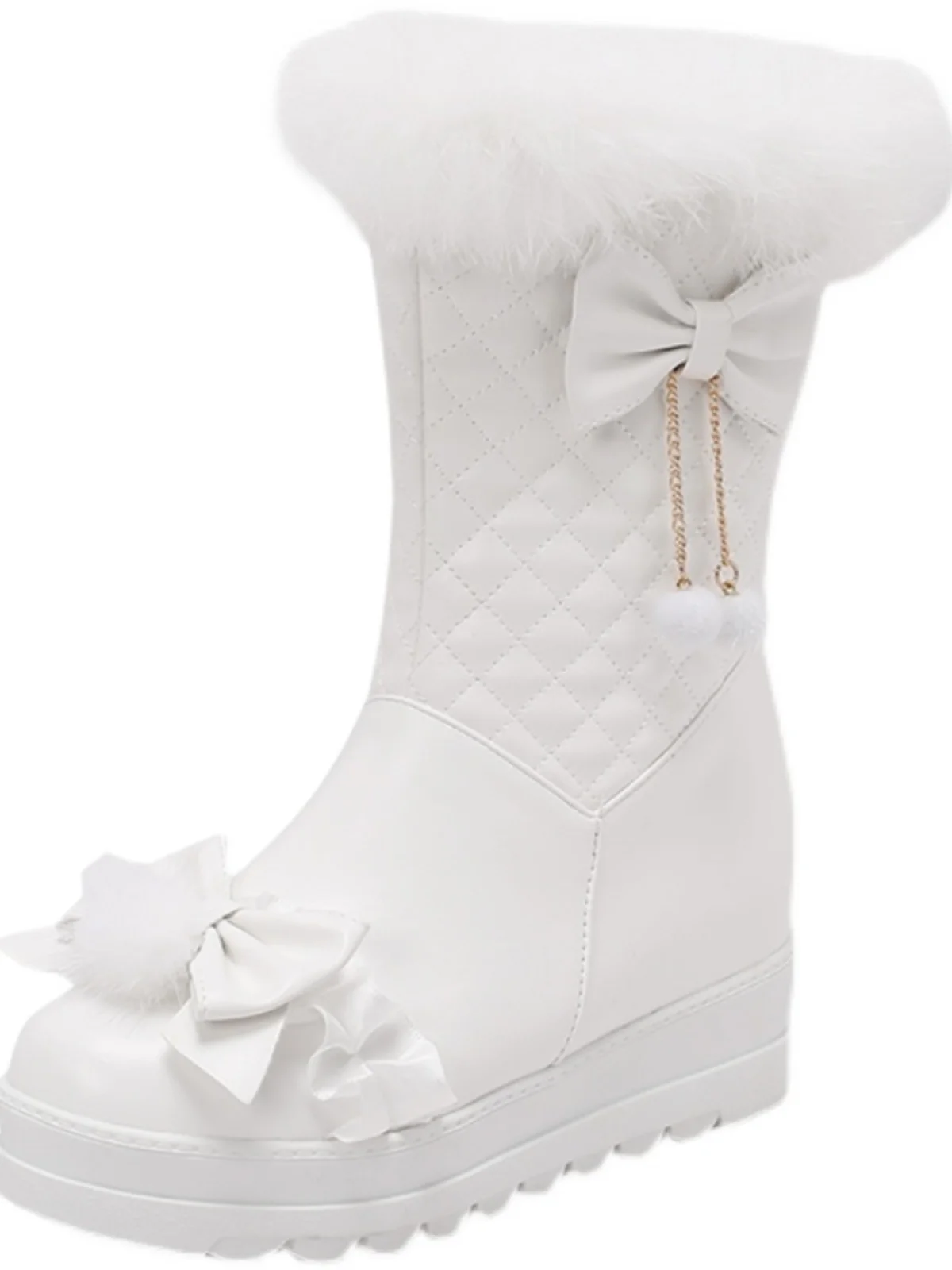 Winter Lolita New Thick Fur Snow Boots Sweet Lolita Student Shoes Large 414243 Thick Bottom Round Head Fury Boots