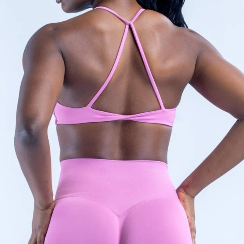 Pericic Twist Back BH Sexy Rückenfreies Gepolstertes Gym-Top Damen Yoga-BH Mittlere Stütze Atmungsaktiver Sport-BH Fitness-Tanktops – Detail 8