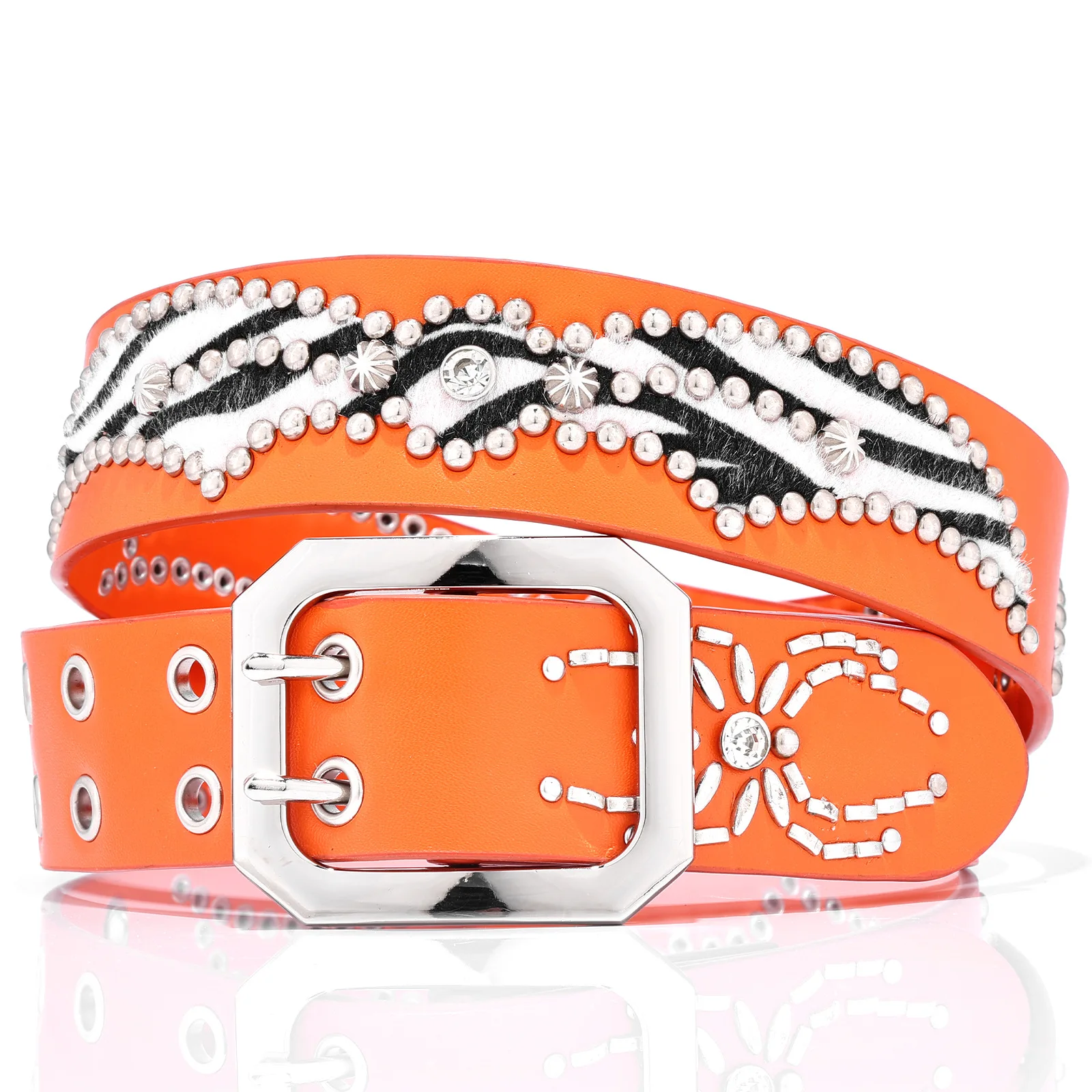 

2025 new fashion trend retro belt y2k rhinestone belt with high-end feel for men and women, riveted leather belt