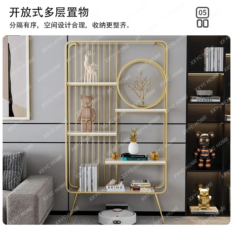 Q8 Light Luxury Wrought Iron Shelves,living Room Entrance Storage Display Shelves,floor-to-ceiling Office Multi-layer Bogu Shelv