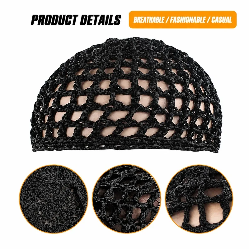 Colorful Women's Hair Net Handmade Hollow Cord, High Elastic Invisible Pull-On Cap, Soft Breathable Snood Hair Cover, Multiple