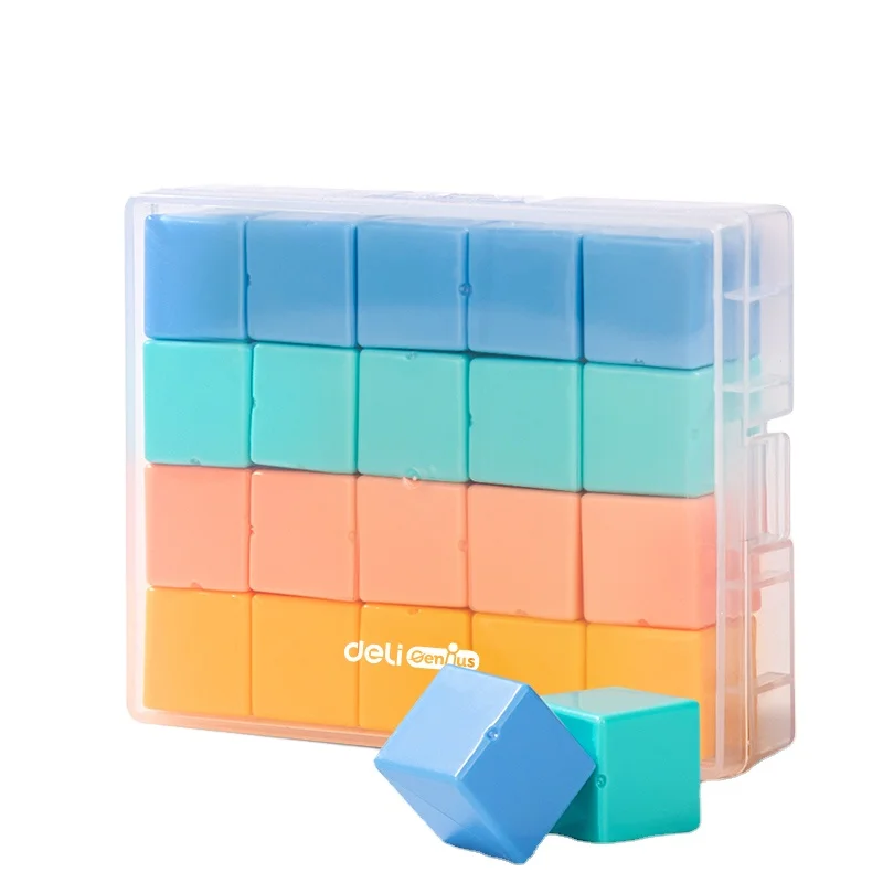 Deli 74364 Cube teaching aid geometric building block set student educational toys school supplies 144set per carton