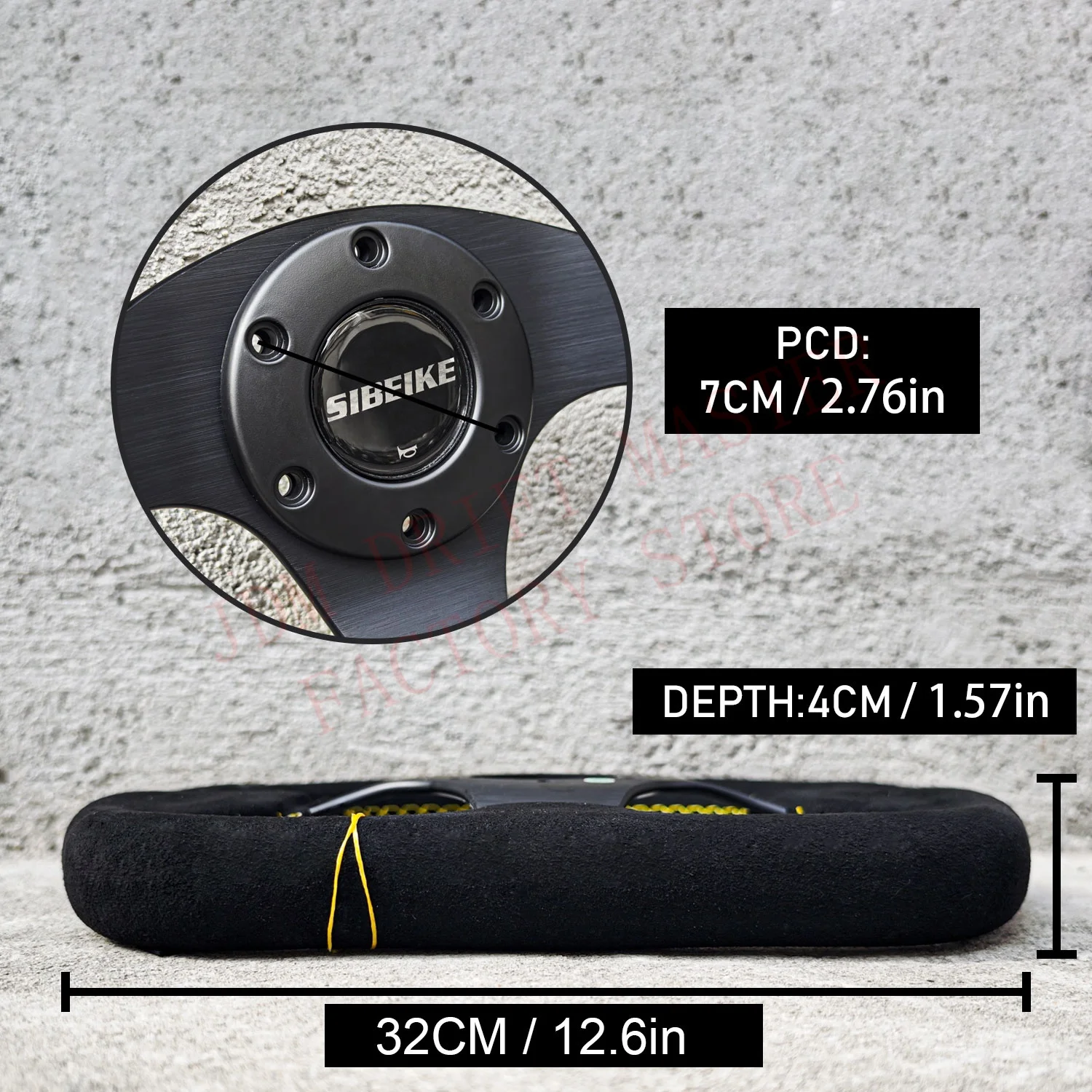 Gooichi × LikeHell Design Japan Steering SIBEIKE JDM Universal 13inch 320mm D Shape Steering Wheel Suede