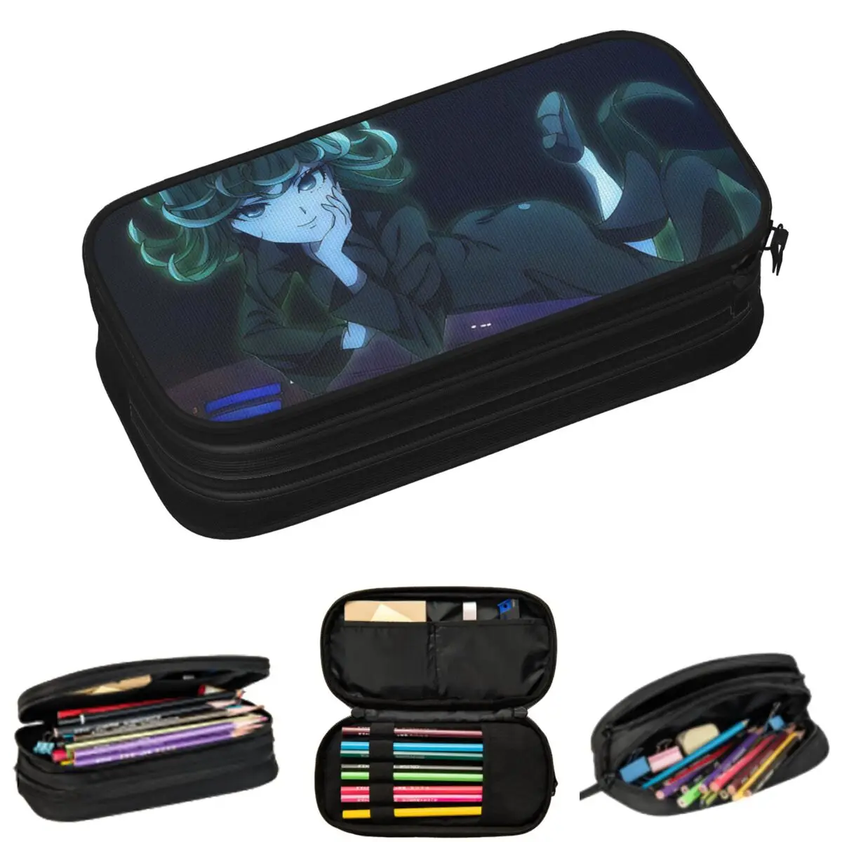 Tatsumaki One Punch Man Anime Pencil Cases for Student Gifts Pen Box Pencil Bag Large Storage Pencil Pouch