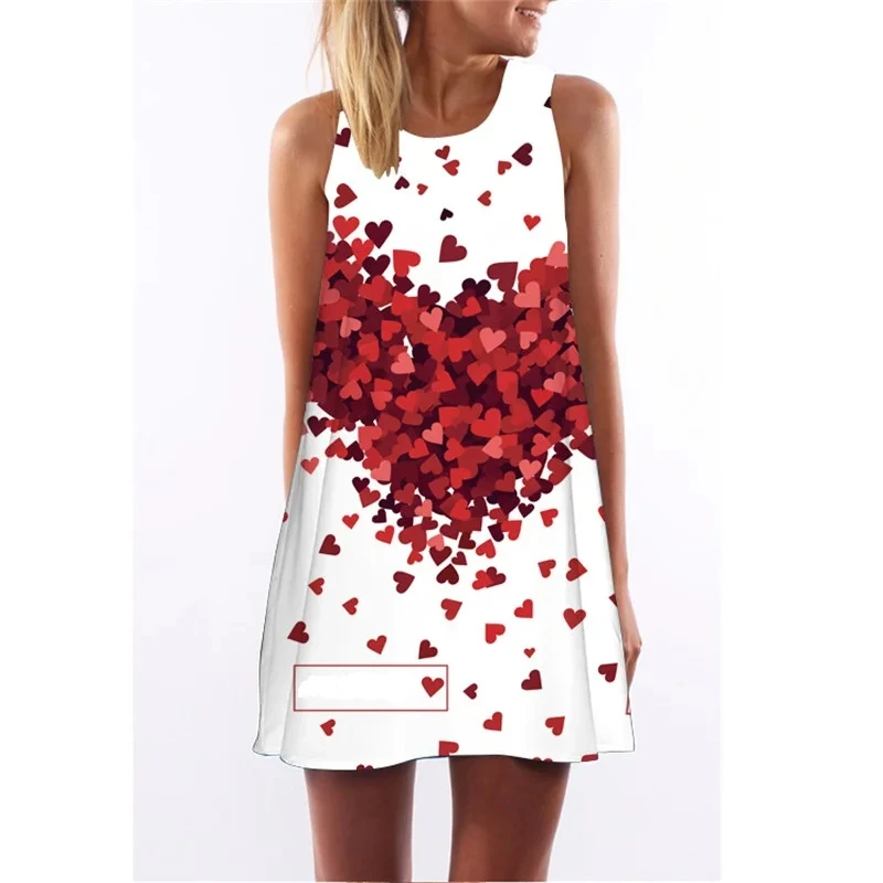 Women\'s Dresses Plus Size Women\'s Homecoming Nightgowns Women\'s Sleeveless O Neck Knee Length Dresses 3D Creative Printing