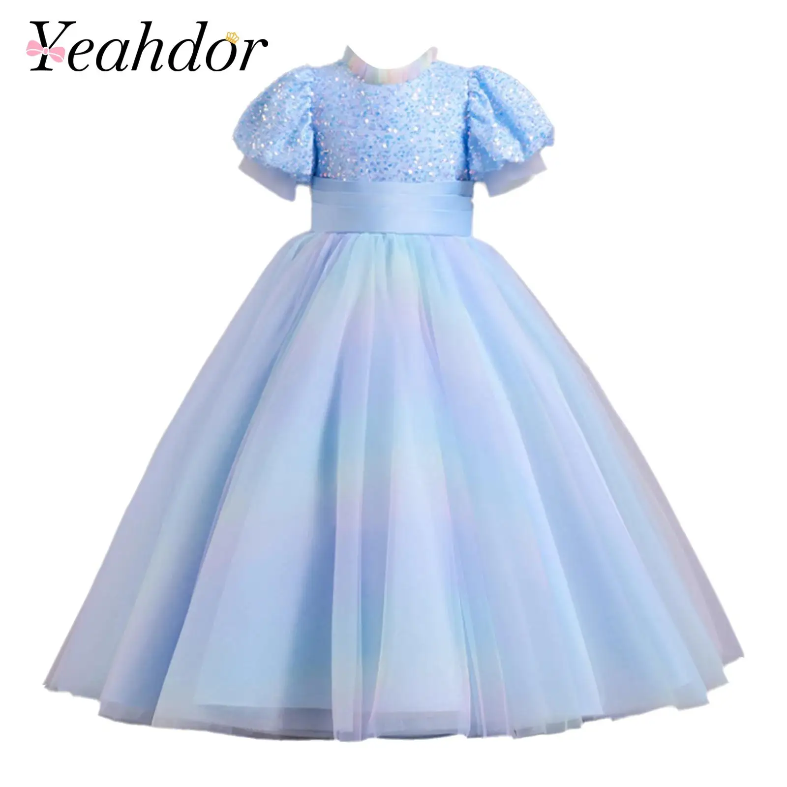 

Girls Sequin Dress Wedding Party Vestidos Pageant Girls Dress Princess Sparkly Flower Girl Dresses Elegant Kids Birthday Gown