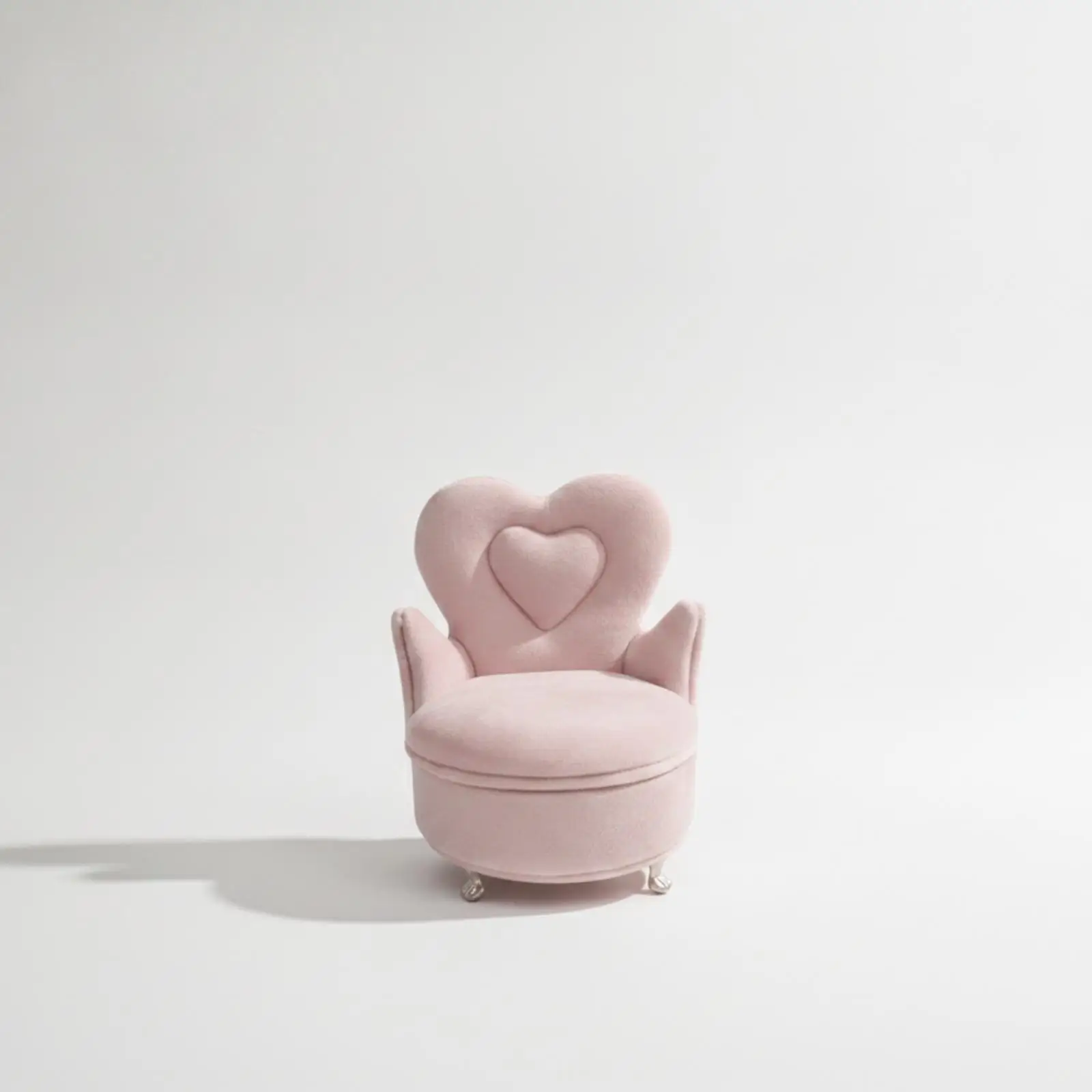 Miniature Armchair with Heart Backrest Upholstered Miniature Velvet Chair Furniture Soft Decorative for Dollhouse Enthusiasts
