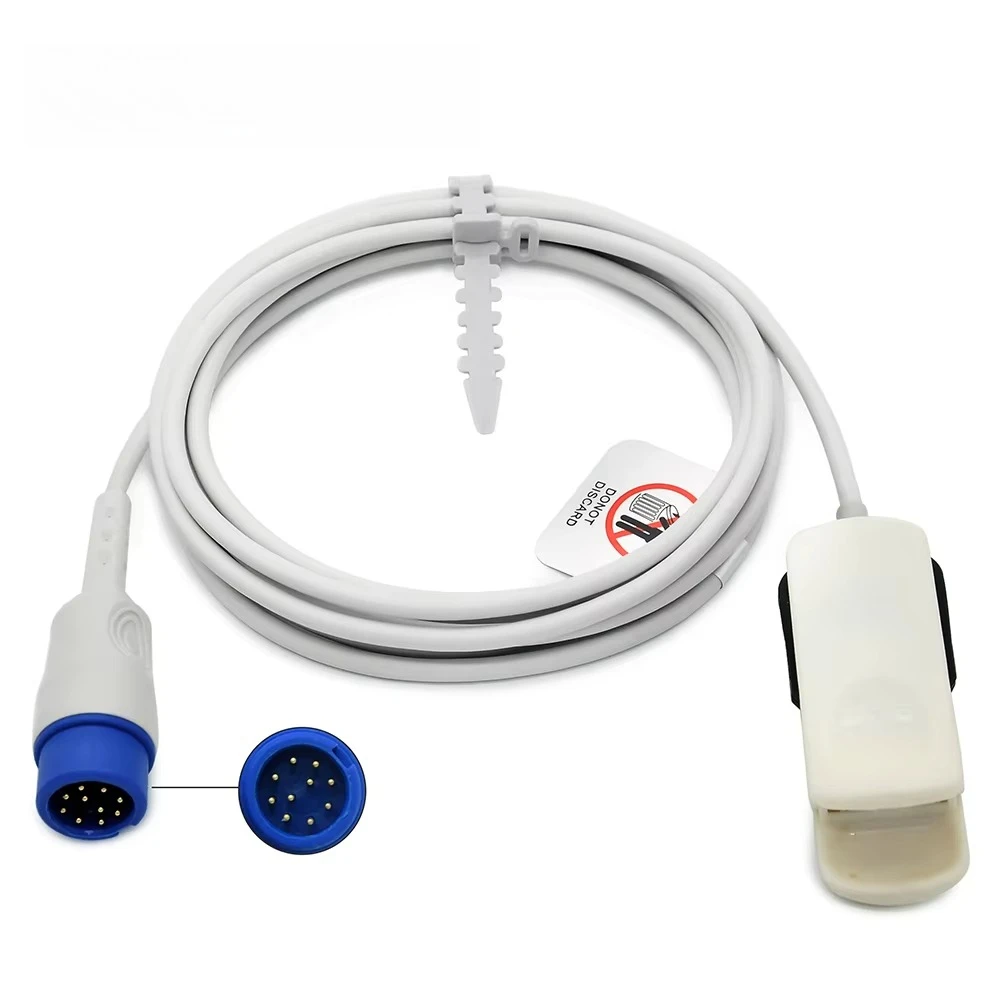 Compatible with Biocares IM12 SpO2 Sensor, Adult Finger-clip 10-pin Type