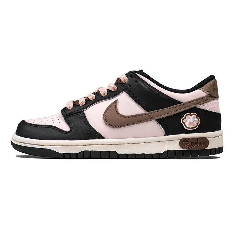 

[На заказ GS Sweetheart cat PAWS] Женские туфли для скейтборда Nike Dunk с низким берцем розового и черного цвета