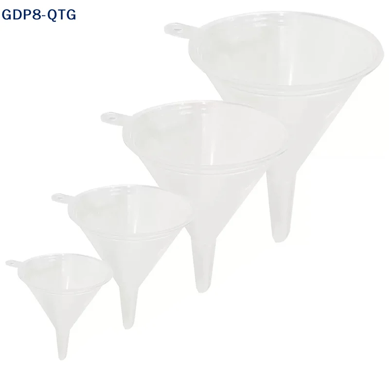 NEW 4Pcs Reusable Clear Plastic Funnel Set Lab PP Funnels Kitchen Funnel Lab Bottles Essential Oils