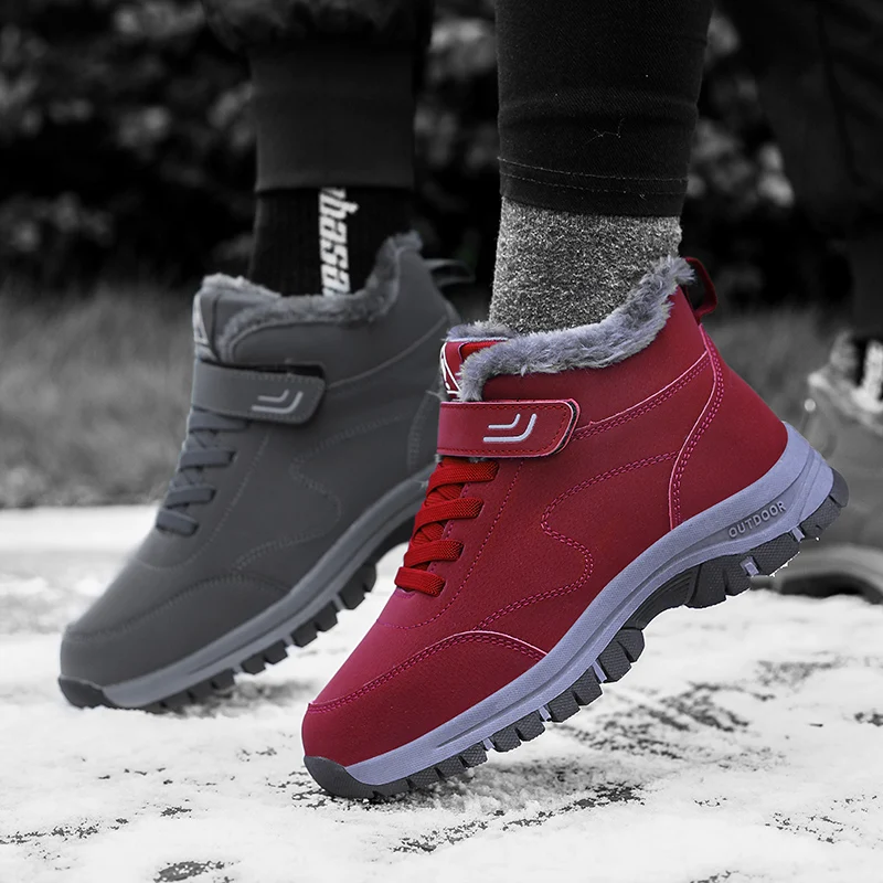 

Men Outdoor Hiking Boots Women Platform Snow Shoes Boots Plush Keep Warm Unisex Winter Ankle Boots Comfortable Walking Shoes New