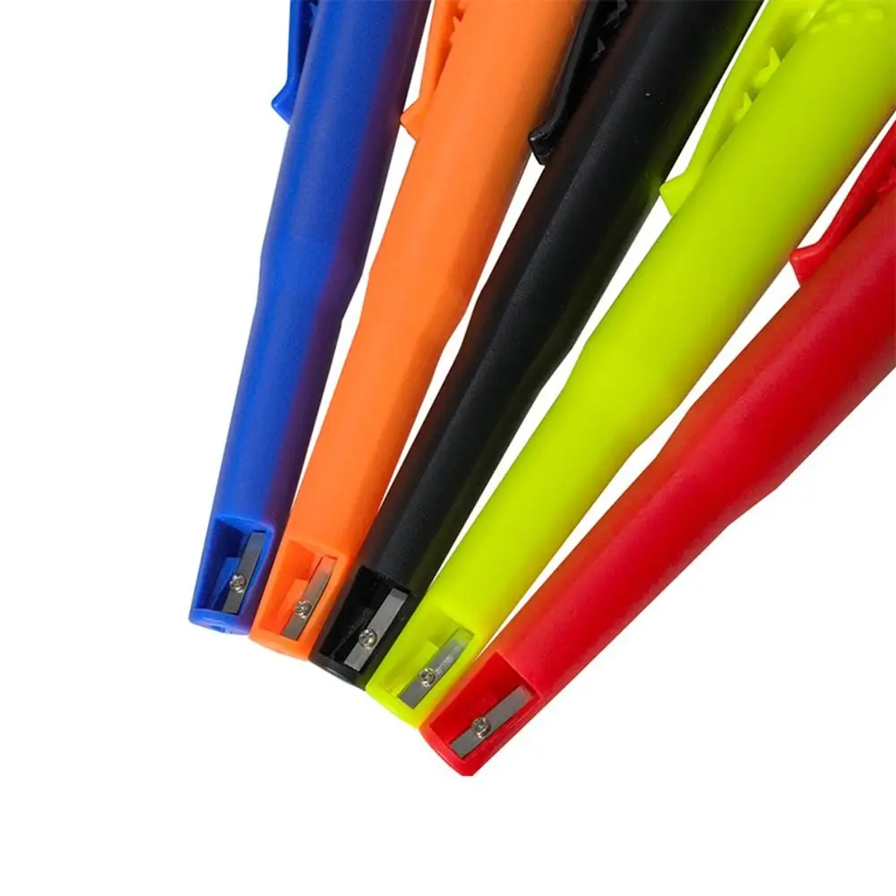 Plastic Carpenter Pencil Built-In Sharpener Non-Slip Grip Woodworking Marker Pen Leads Retractable Clip Deep Hole Pencil