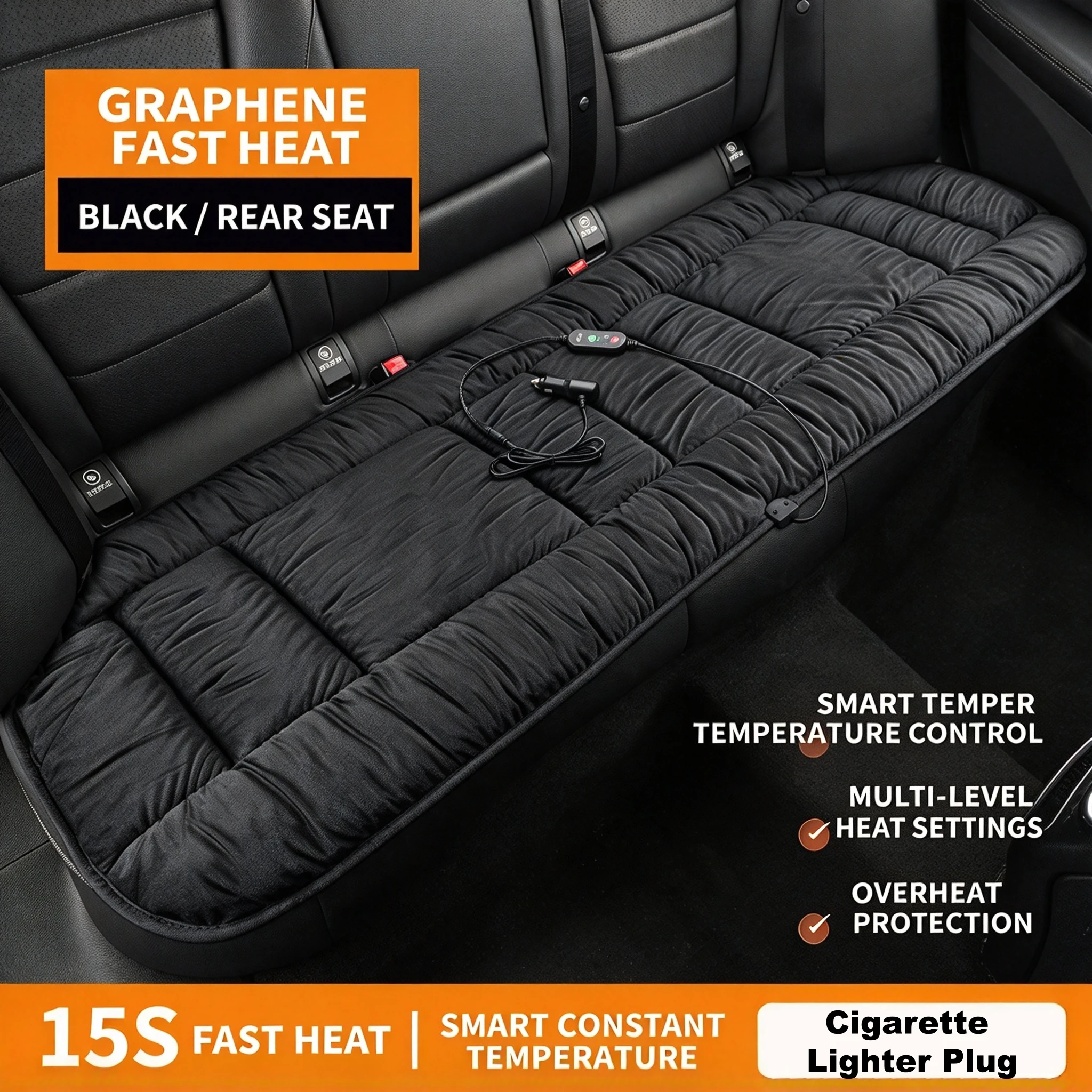 Car Rear Seat Heating Pad, Heats up Quickly to Say Goodbye to the Cold, Comfortable and Warm Plush Material, Graphene Heating Pad, Multiple Temperature Settings, Suitable for Most Car Back Seats, a Must-Have for Keeping Warm in Autumn and Winter