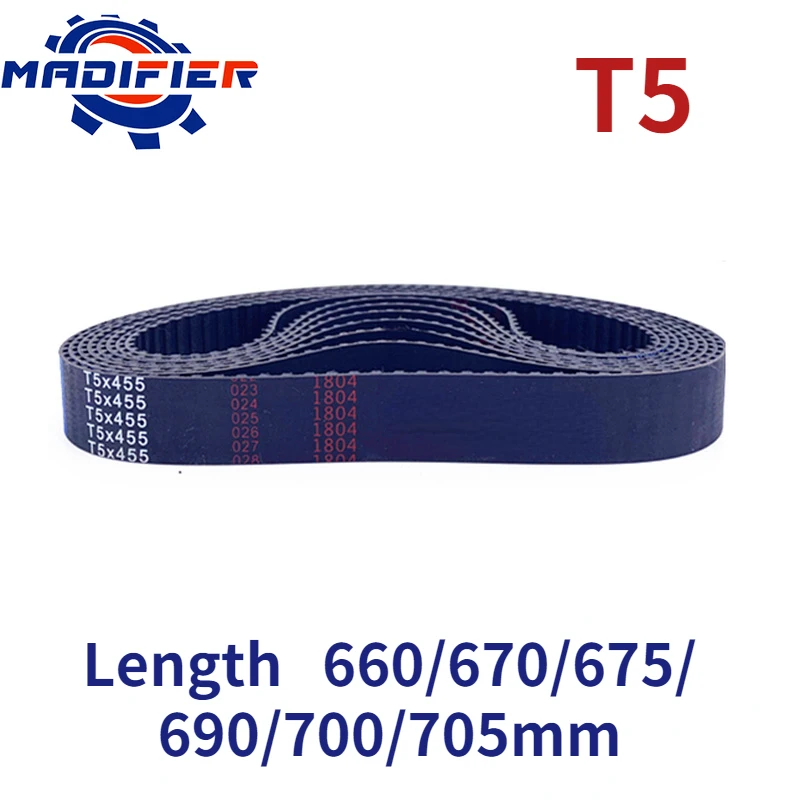 T5 Width 10/15/20/25/30/35/40/45/50mm Closed Loop Rubber Timing Belt Length 660/670/675/690/700/705mm