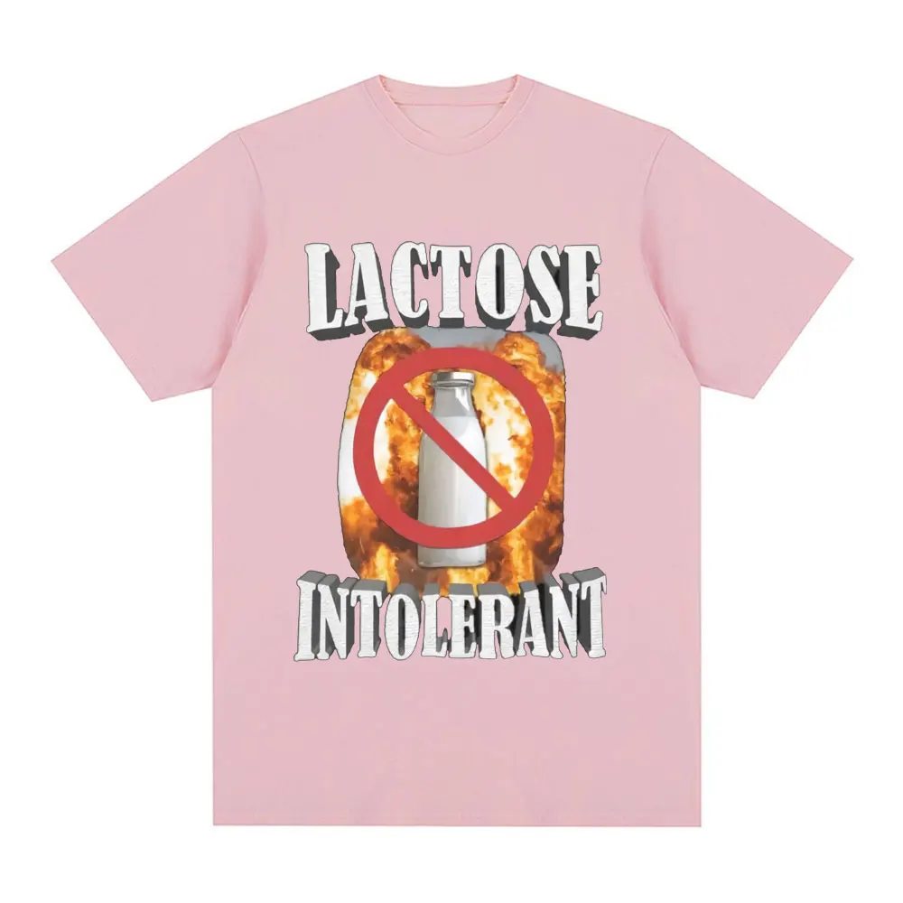 Funny Lactose Intolerant Graphic T-shirt Men\'s Clothing Fashion Hip Hop Vintage Short Sleeve T-shirts Cotton Tee Shirt Oversized