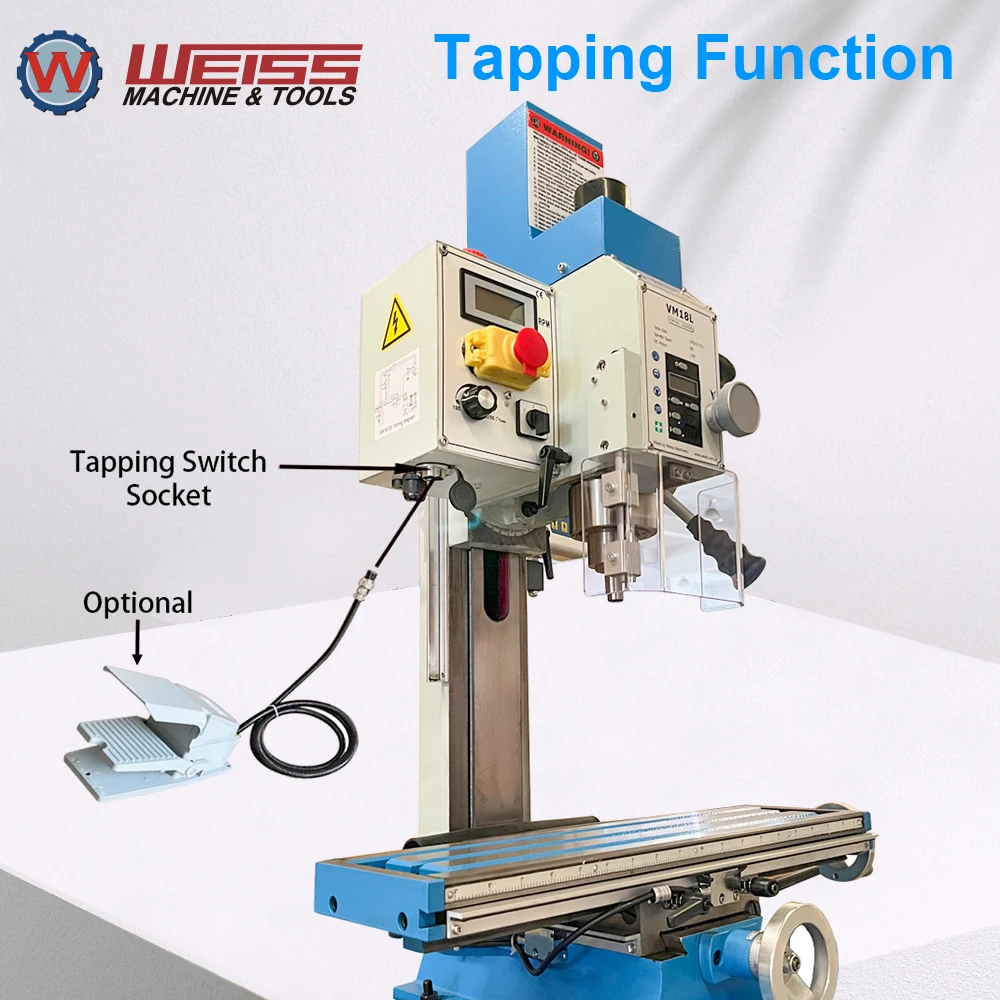 ماكينة طحن WEISS VM18L ماكينة حفر طحن سطح الطاولة متغيرة 100-2250 دورة في الدقيقة 750 وات مثقاب مطحنة بدون فرش