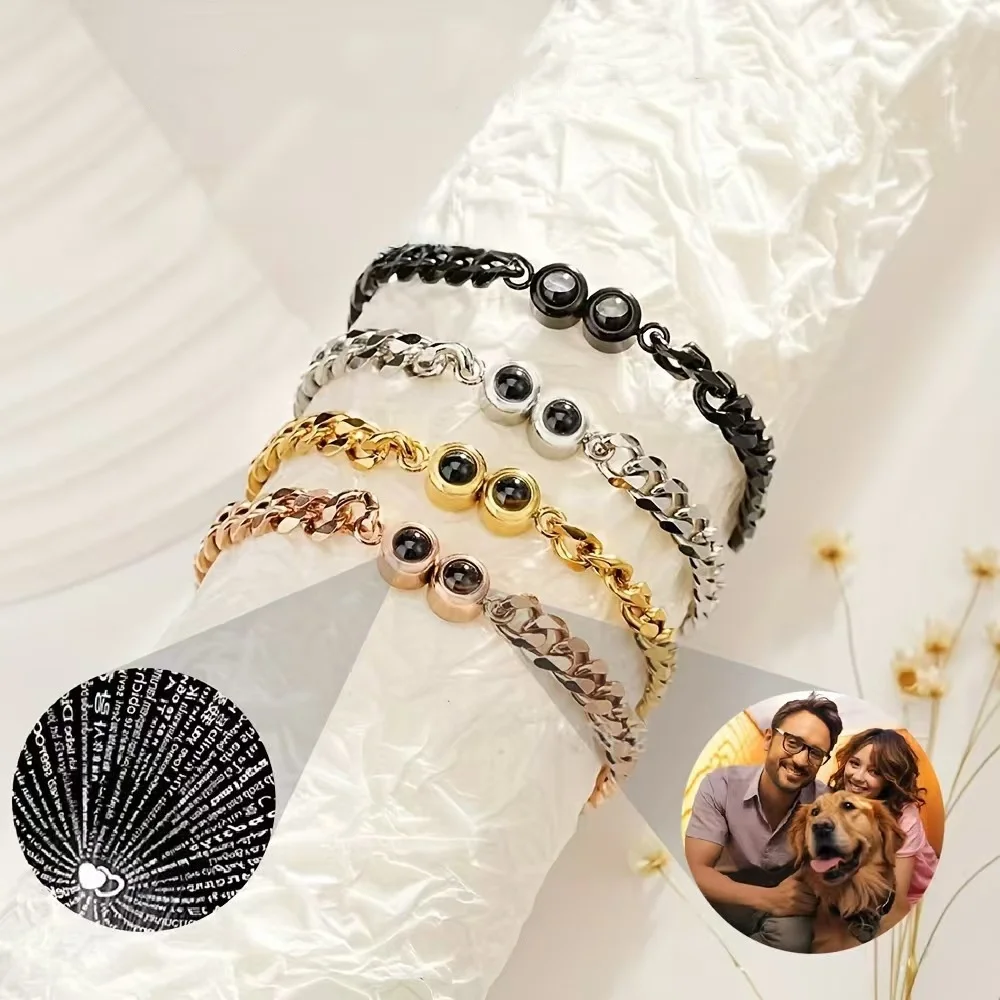 

Customized Projection Bracelets with Photos Bracelet Personalized Photo Custom Bracelets with Picture inside Memorial Gifts