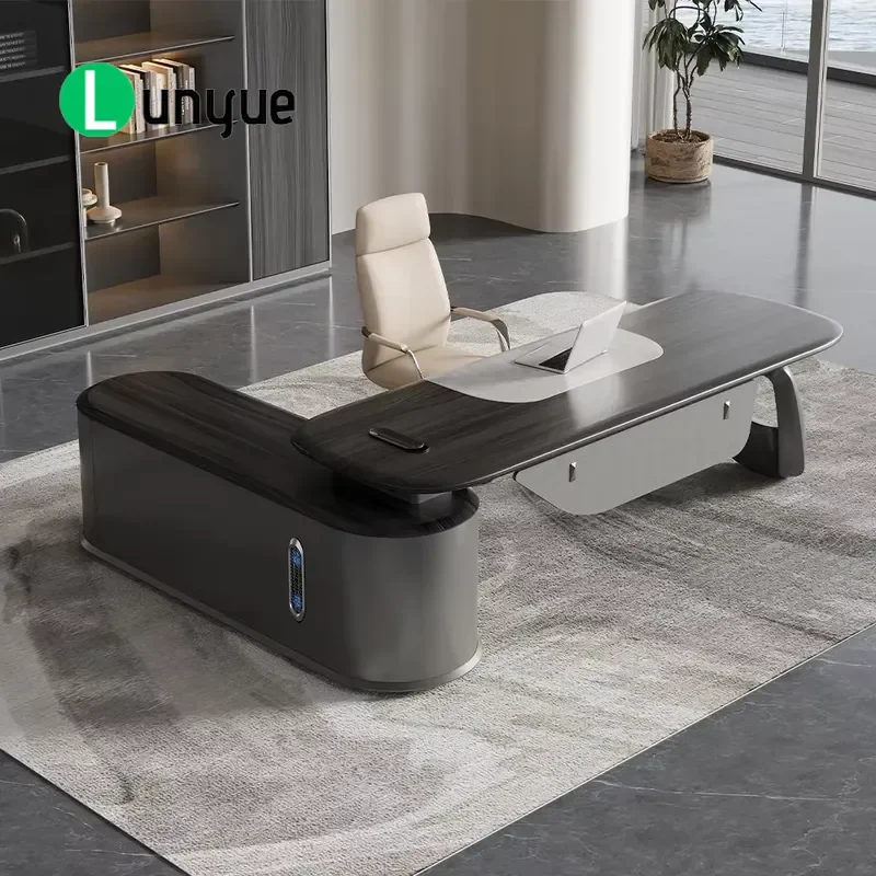 Modern L-Shaped Executive Desk Wooden Computer Table for Boss Manager CEO Office Furniture German Style Comfortable